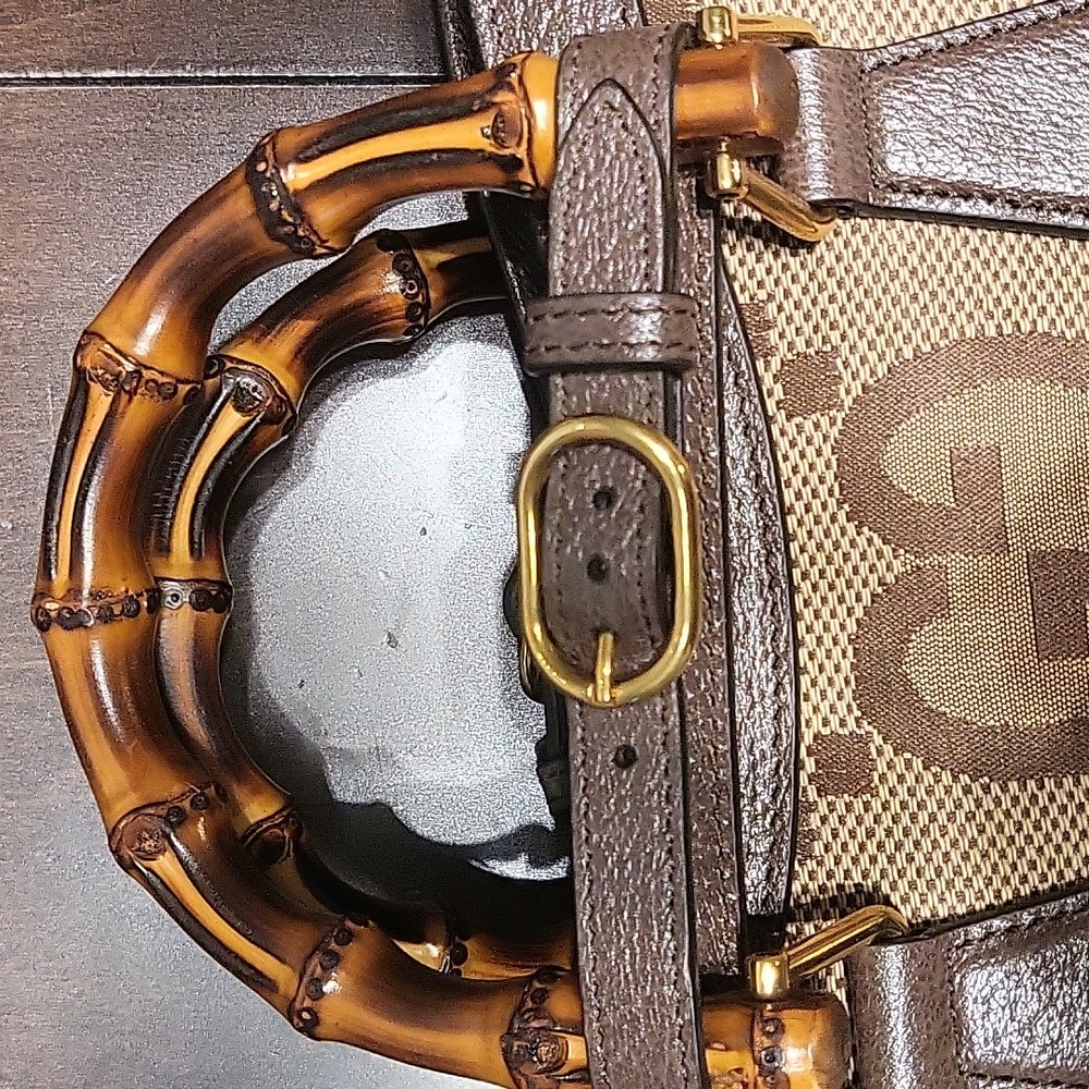 Gucci Diana NM Bamboo Handle Tote Jumbo GG Canvas Medium Brown - Picture 11 of 12